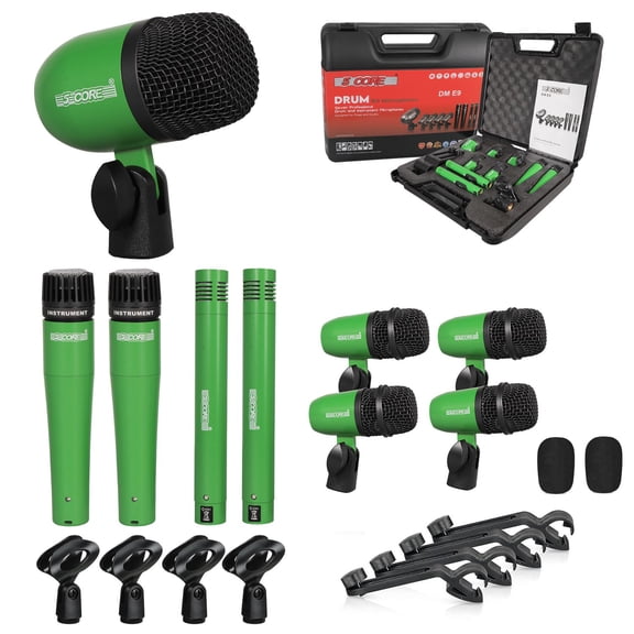 9-Piece All-Metal Drum Microphone Kit with Case, Professional Wired Mics for Full Drum Set, Tom, Snare, Cymbals & Overhead Recording