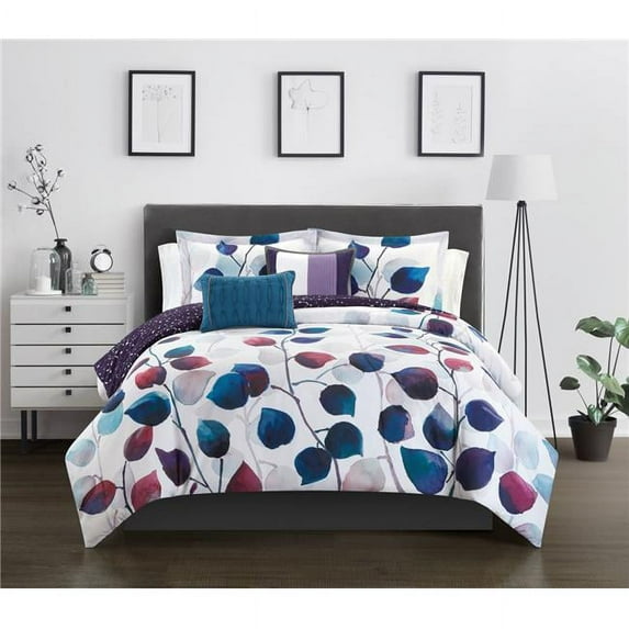 9 Piece Annina Reversible Comforter Set, Multicolor - King Size