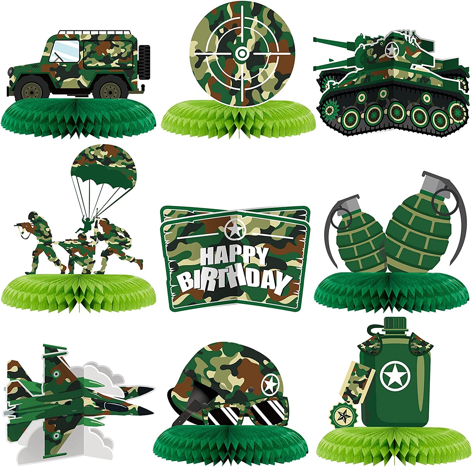 9Piece Army Party Decorations Camouflage Birthday Party Supplies