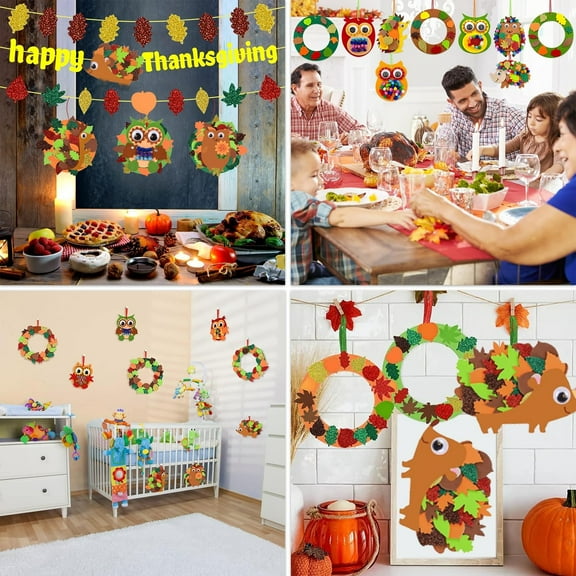 9 Piece Autumn Themed DIY Craft Kit for Kids Owl Making Art Supplies and Decoration Project Set