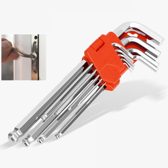 9-Piece Ball Head Hexagon Wrench L-Shaped Hexagonal Household Repair Tool Set 9Pcs Short Set