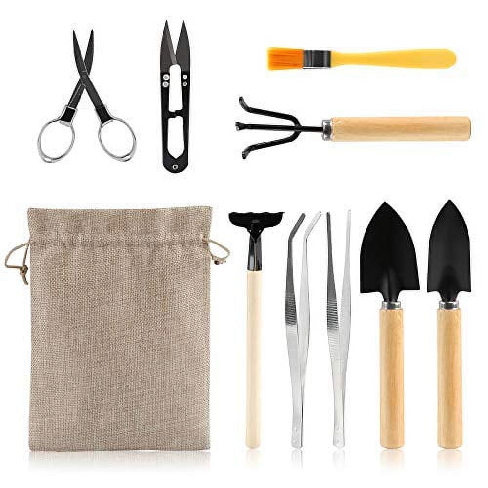9 Piece Basic Bonsai Tools Set, Includes Pruning Shears, Mini Rake ...