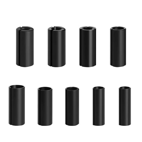 9-Piece Black Router Collet Set for Woodworking, Trimming Machine, and Milling Tools Quick Change, Stable Clamping