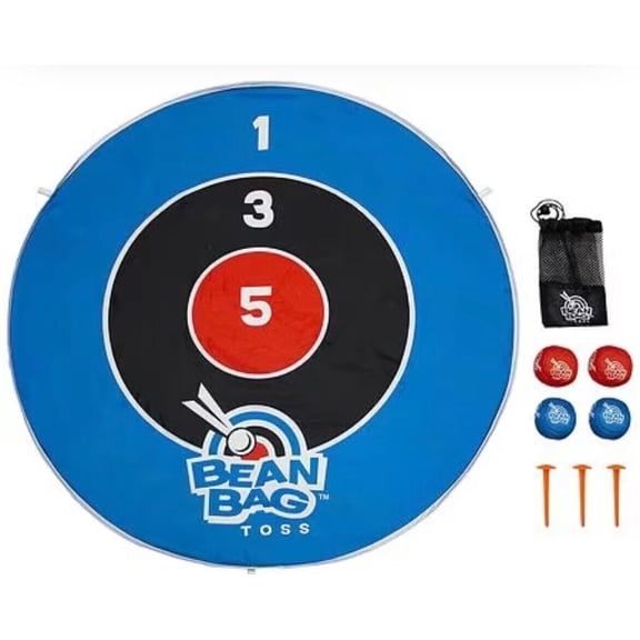 9 Piece Bring on the Sun Bean Bag Toss Summer Yard Game - 1 Target, 4 Bean Bags, 3 Ground Stakes & 1 Carry Bag