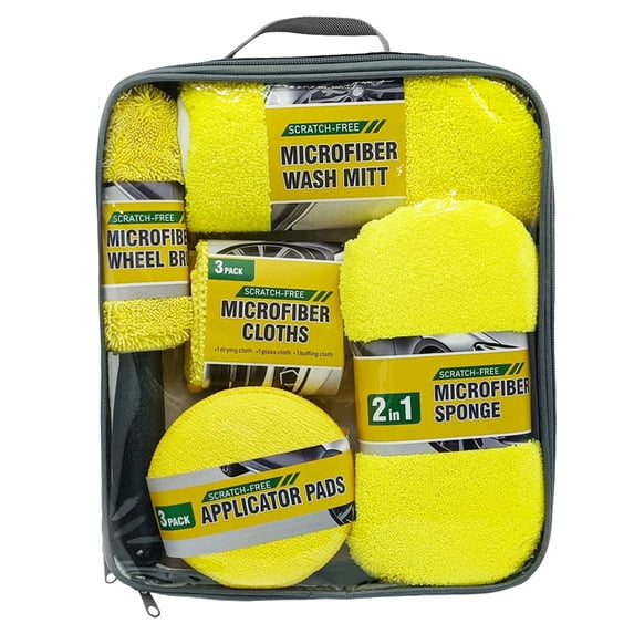 9-Piece Car Washing Kit, Car Wash Kit with Wash Mitt Sponge and Microfiber Cloth, Complete Car Cleaning Supplies for Cars Trucks RVs Boats