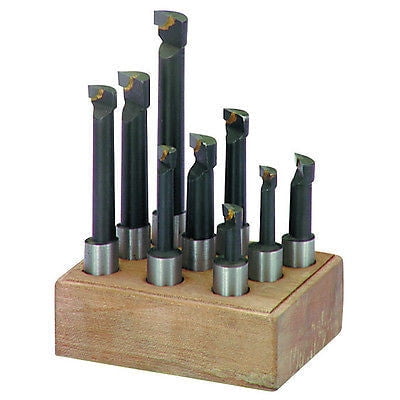 9 Piece Carbide Tip Boring Bar Bits 1/2" Shank