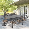 thumbnail image 1 of 9-Piece Cast Aluminum Outdoor Dining Set with 2 Swivel Chairs, 6 Armchairs & Weather-Resistant Rectangular Table - Black Patio Furniture for Backyard Entertaining, 1 of 9