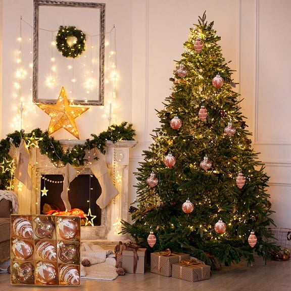 9-Piece Christmas Ball Decor Set, Plastic Hanging Ornaments for Tree and Ceiling, Wedding and Holiday Party Decoration