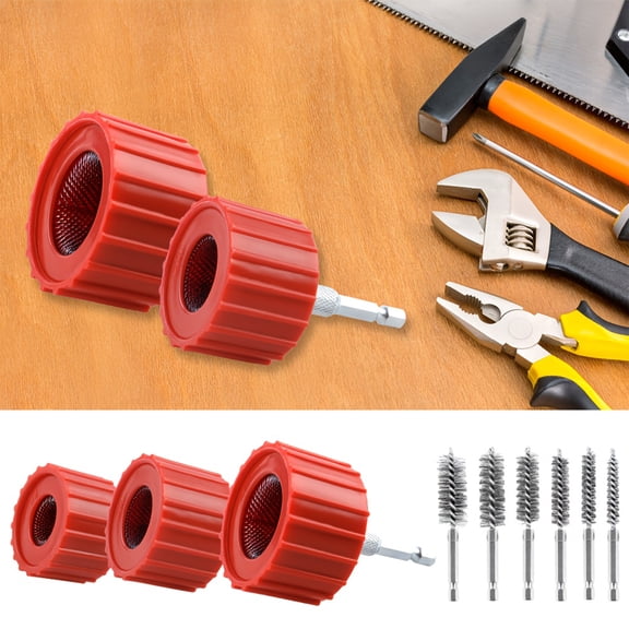 9 Piece Cleaning Brush Set with 6 Steel Wire Brushes and 3 Extension Rods for Battery Terminals Pipe Maintenance and Industrial Surface Scrubbing Metal Tool Kit Set