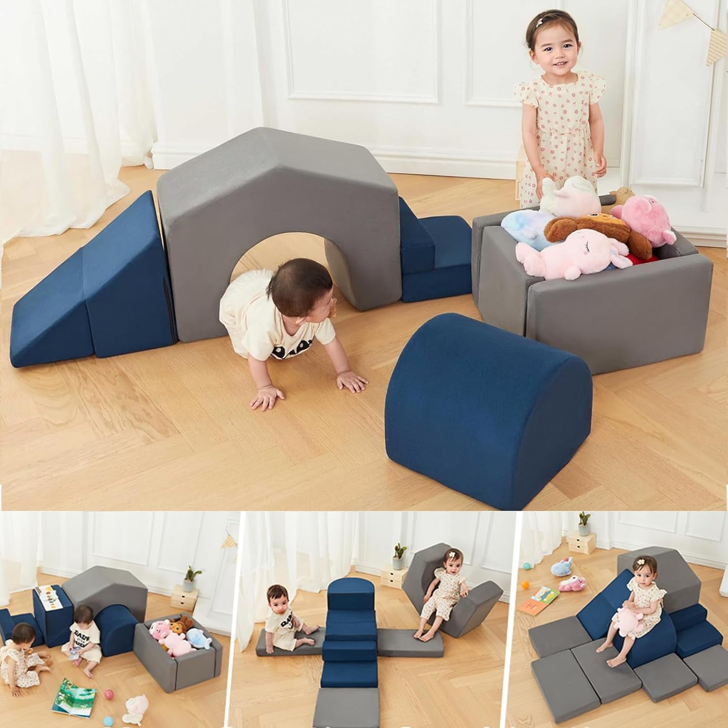 6-Piece Baby Foam Climbing Blocks - Soft Play Set For Toddlers 1-3 In Cappuccino Color