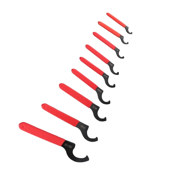 9-Piece Coilover Spanner Set S2 Tool Steel C-Shape ER Nut Shock Hook Wrench Kit for Motorcycle Vehicle Suspension Adjustment, 13.78 inches / 35 cm Length, Professional Grade Hand Tools