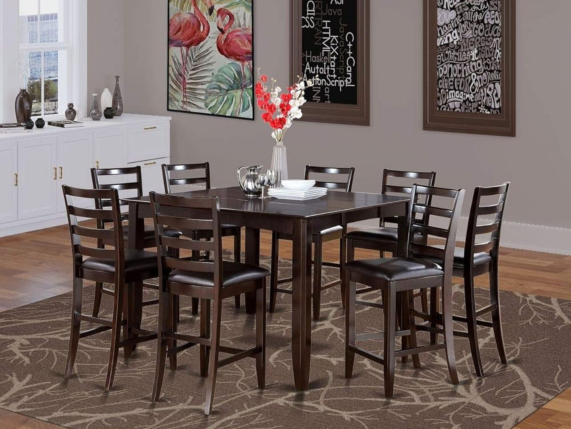 9 Piece Counter Height Set Includes A Square Kitchen Table With
