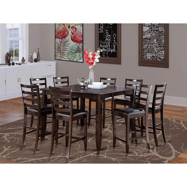 9 Piece Counter Height Set Includes A Square Kitchen Table With