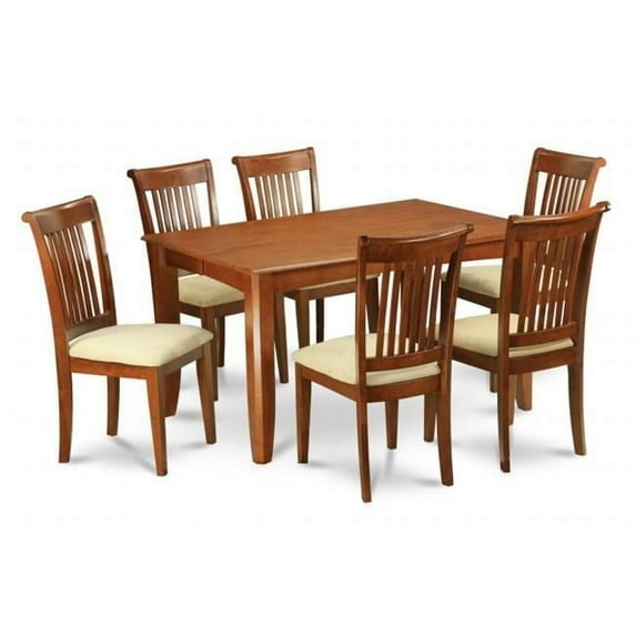 9 Piece Dining Room Table Set-Table With Leaf and 8 Kitchen Chairs - Saddle Brown