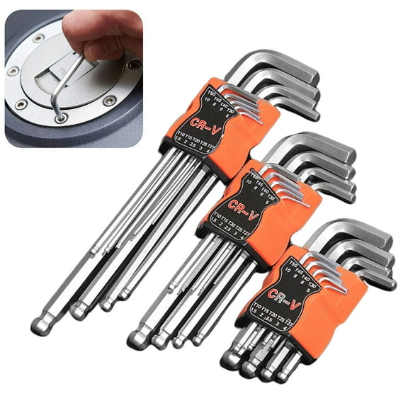 9 Piece Double End L Shaped Screwdriver Set Hex Wrench Flat Head Spanner Tools