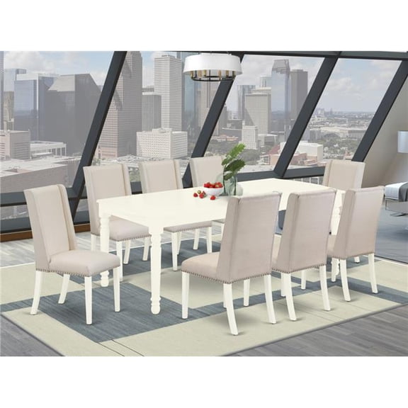 9 Piece Dover Dining Room Set - Linen White & Cream