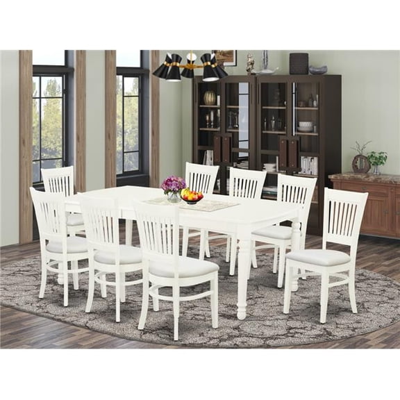 9 Piece Dover Modern Dining Table Set - Linen White