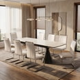 thumbnail image 1 of Sumdeal 9-Piece Dining Table Set for 8, Extendable Table with White PU Chairs, 1 of 9