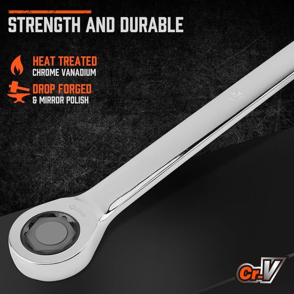 9-Piece Extra Long Ratcheting Wrench Set, Double Box End Wrench Set with Tool Bag & Box, Metric 8-22mm, CR-V Steel