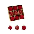 thumbnail image 1 of 9-Piece Flocked Velvet Christmas Ball Ornaments Set - Red, Green, White Tree Decorations, 6cm Easy-Hang for Holiday Party Decor, 1 of 9