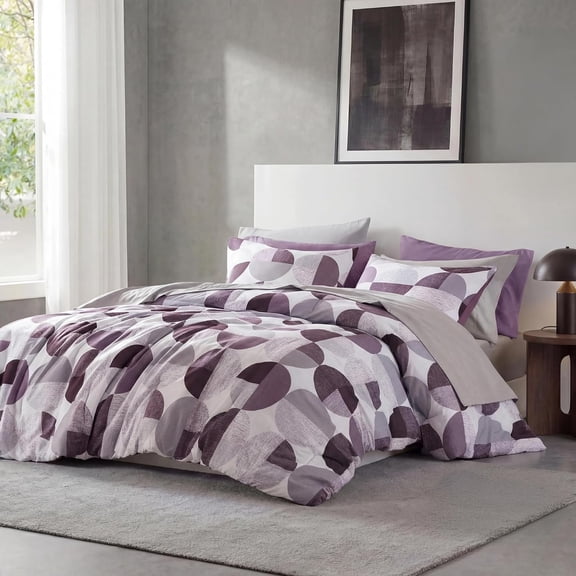 9-Piece Full Size Bed in a Bag Set with Side Pockets, & Grey Microfiber Comforter and Sheets