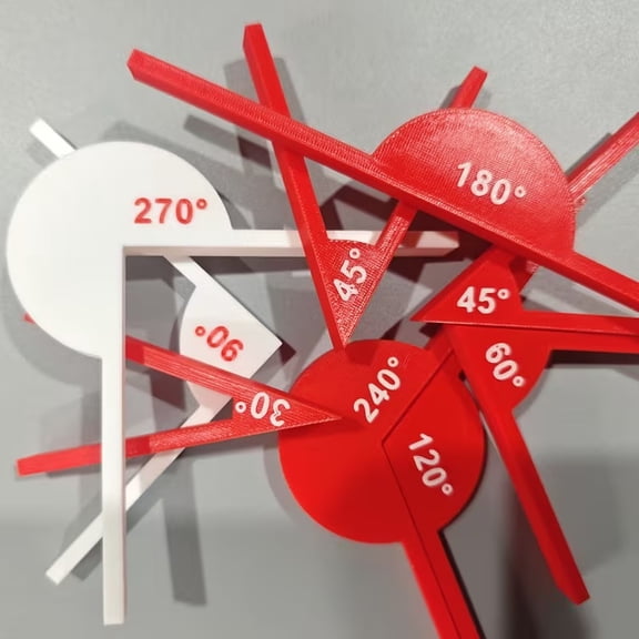 9-Piece Geometric Angle Teaching Tools Set for Mathematics - Includes Essential Angles 30, 45, 60, 90, 120, 180, 240, 270