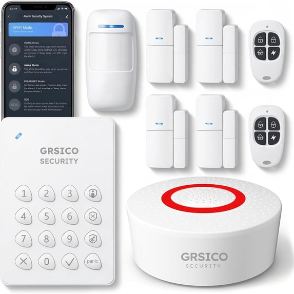 9-Piece Home Security System, WiFi Wireless Alarm 120dB Siren Alert, DIY Smart System for House and Apartment, Life App Control, No Monthly Fee, 2.4GHz