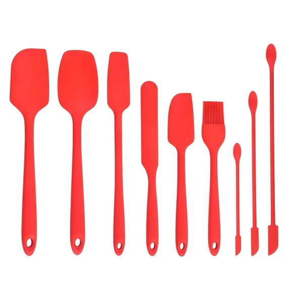9 Piece Kitchen Silicone Scraper Set in Vibrant Shades for Easy Baking