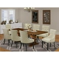 thumbnail image 1 of 9 Piece Lassale Dining Room Table Set - Antique Walnut, Black & Light Beige, 1 of 1