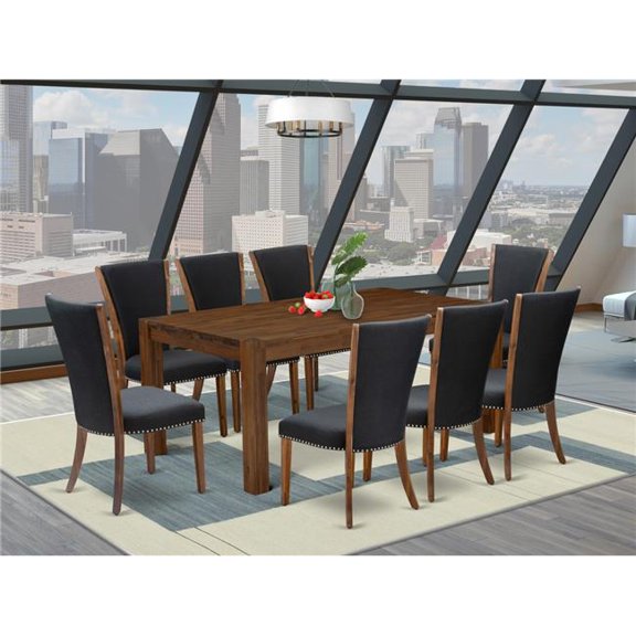 9 Piece Lismore Dinette Set - Sand Blasting Antique Walnut & Black