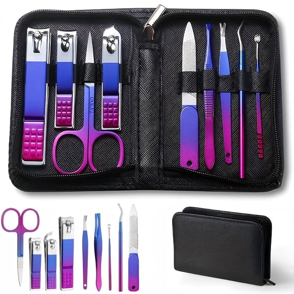 9 Piece Manicure Set, Stainless Steel Manicure Tools, Professional Grooming Set, Nail Care Tools with Travel Case