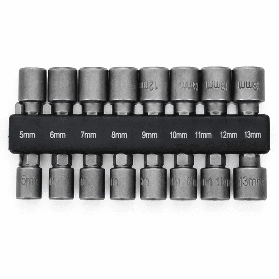 9-Piece Metric Hex Bit Socket Set 5-13mm Non-Magnetic for Impact Driver Drill