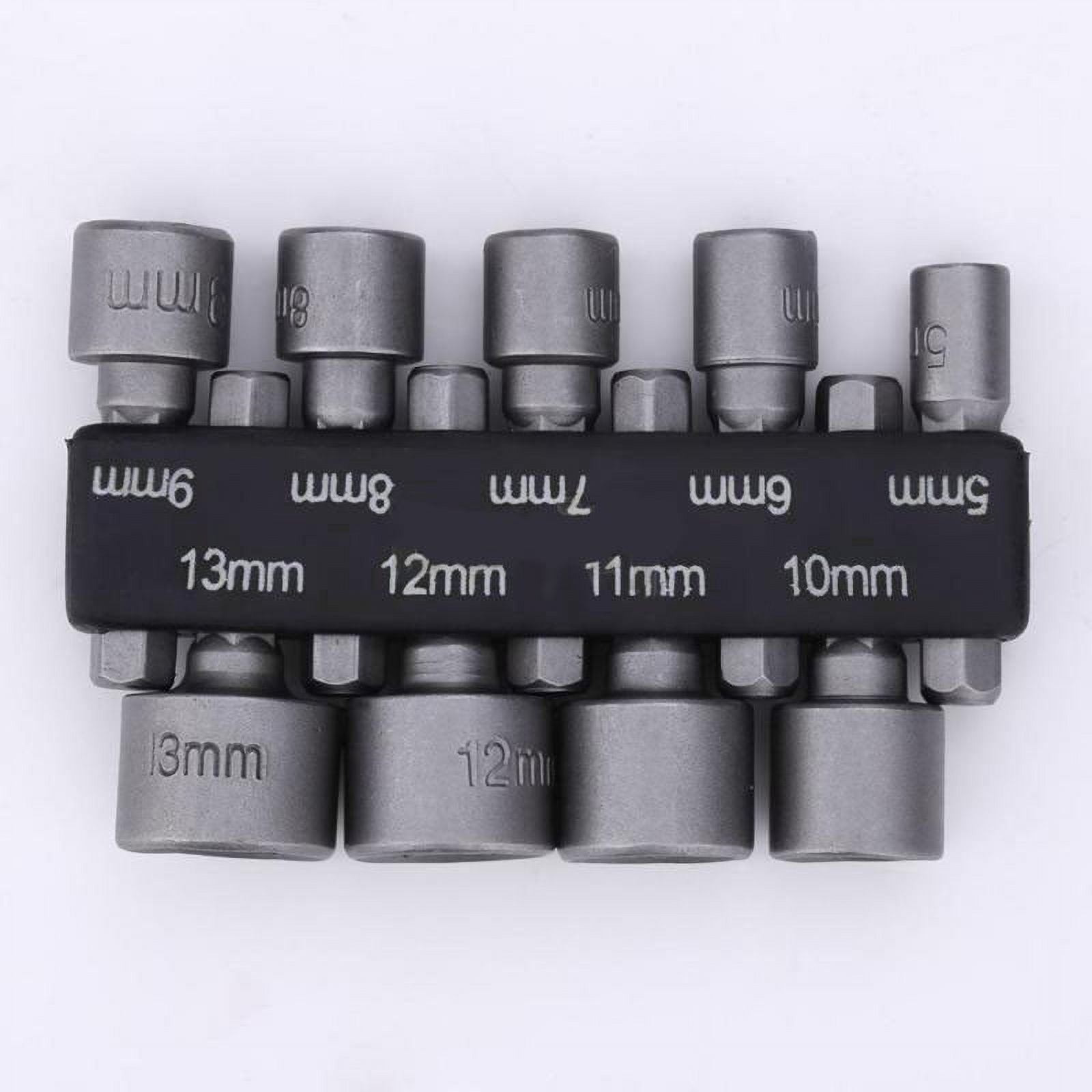 9 Piece Metric Hex Socket Drill Bit Set 1/4 Drive Nut Driver Tool Kit ...