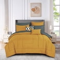 thumbnail image 1 of 9-Piece Mustard Yellow & Teal Comforter Set, Luxury Bedding with Sheets and Decor Pillows, King, 1 of 4