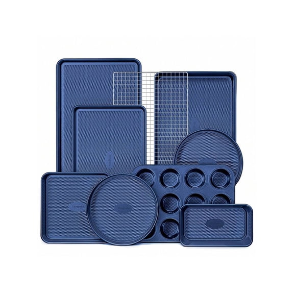 9-Piece Nonstick Bakeware Set, Stackable Diamond Texture Includes Cookie Cake Muffin Pan. Perfect Gift For 2026.