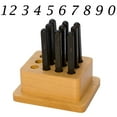 thumbnail image 1 of 9 Piece Number '0-9' Lucida Metal Punch Stamp Set In Wood Stand 3mm (1 Set), 1 of 1