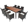 thumbnail image 1 of 9 Piece Outdoor Dining Set with 8 Chairs, Patio Wicker Dining Table Chairs Conversation Set with Seat Cushions and Acacia Wood Top Table, 1 of 7