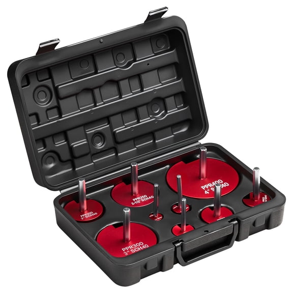 9-Piece PVC Fitting Socket Reamer Tool Set, Size from 1/2" to 4", Works with 1/2 Inch Drill for ABS CPVC SCH40 Drain Plumbing