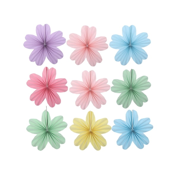 9 Piece Paper Flowers Decorations for Wall, Classroom Paper Fans, Party Decorations Floral Backdrop Flower Wall Decor (D)