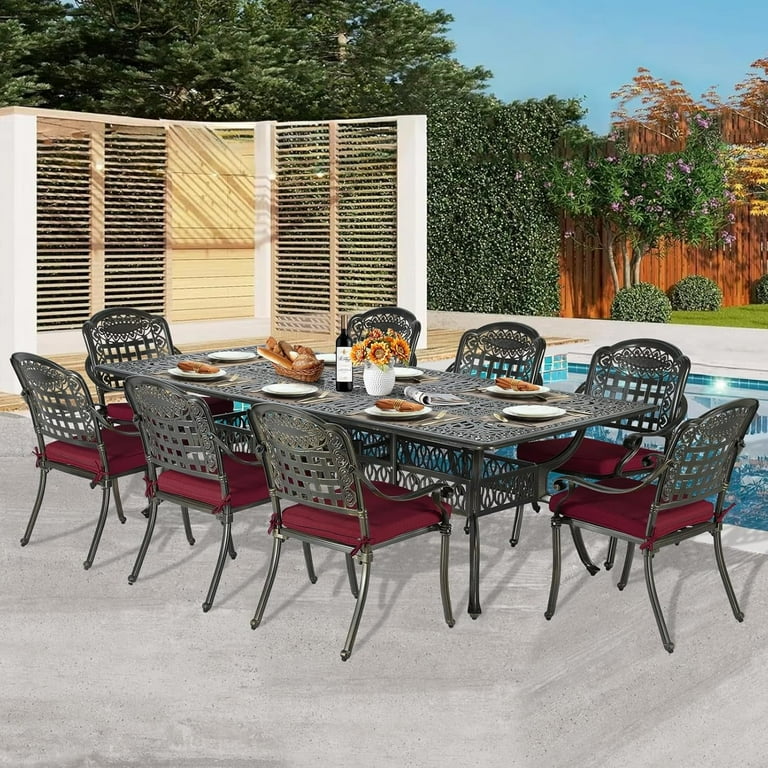 9-Piece Patio Dining Set for 8, All Weather Cast Aluminum Outdoor