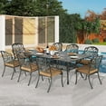 thumbnail image 1 of 9-Piece Patio Dining Set for 8, All Weather Cast Aluminum Outdoor Funiture Table and Chairs Set - 94.5" Rectangular Table and 8 Cushioned Dining Chairs, 2" Umbrella Hole, Khaki, 1 of 8