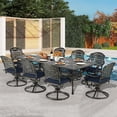 thumbnail image 1 of 9-Piece Patio Dining Set for 8, All Weather Cast Aluminum Outdoor Funiture Table and Chairs Set - 94.5" Rectangular Table and 8 Cushioned Swivel Rocker Chairs, Umbrella Hole, Navy Blue, 1 of 7