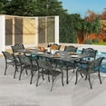 thumbnail image 1 of 9-Piece Patio Dining Set for 8, All Weather Cast Aluminum Outdoor Funiture Table and Chairs Set - 94.5" Rectangular Table and 8 Dining Chairs, 2" Umbrella Hole, 1 of 7