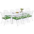 thumbnail image 1 of 9-Piece Patio Dining Set, Outdoor Patio Table and Chair Set of 84” Oval Cast Aluminum Dining Table with Umbrella Hole and 8 Outdoor Dining Cushion Chairs, Patio Funiture Set, White, 1 of 7