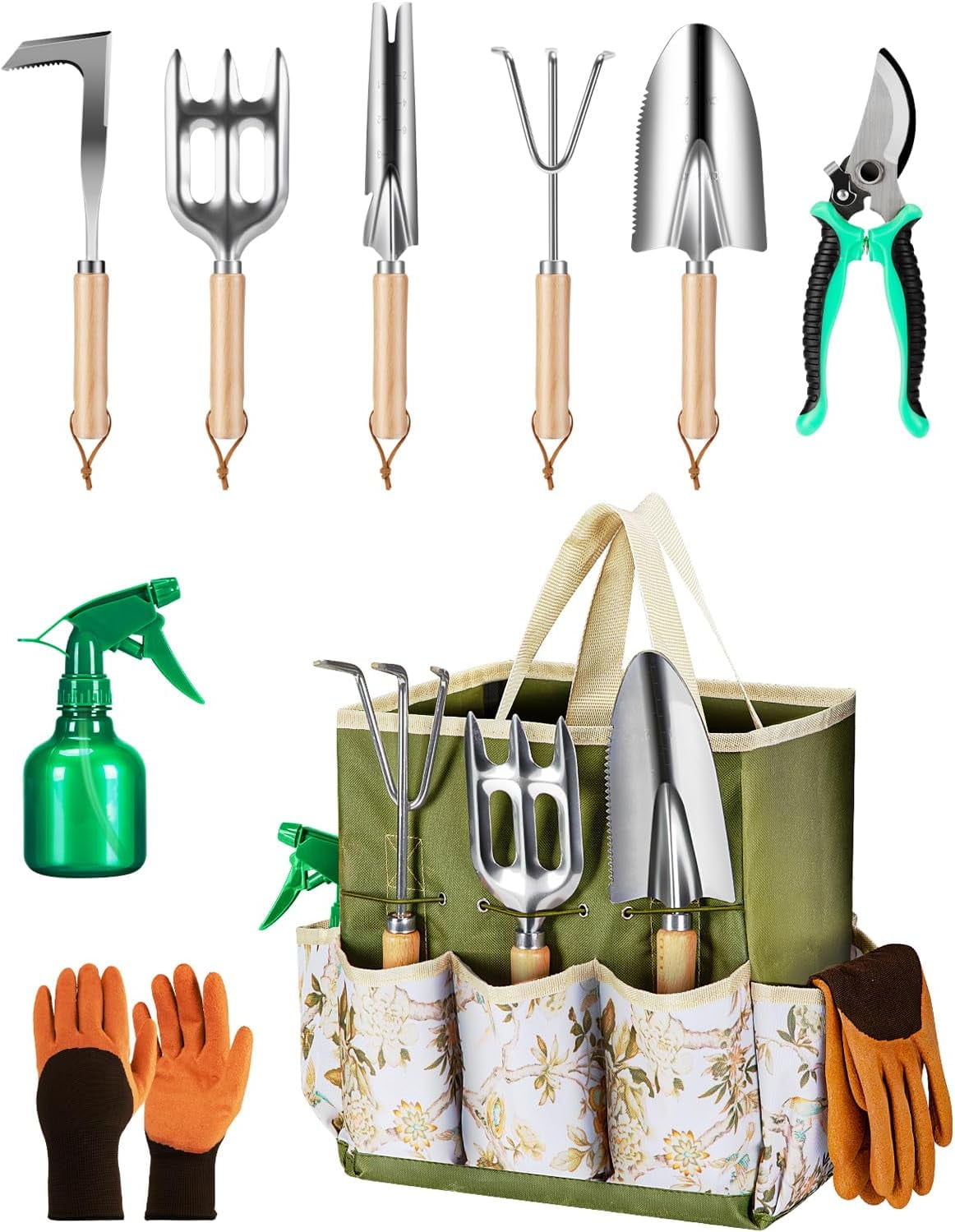 9-Piece Premium Gardening Tool Set for Women - Heavy Duty Stainless ...