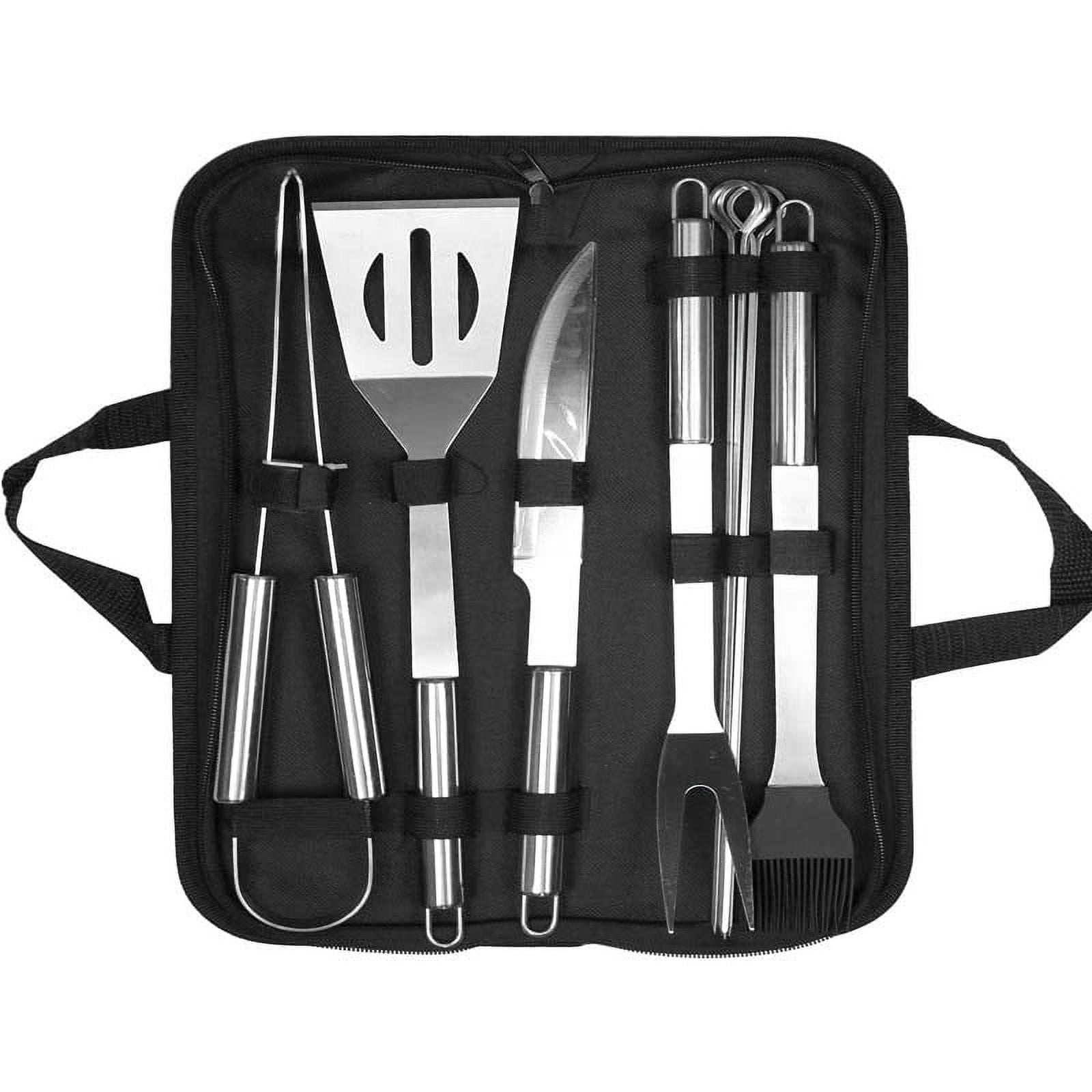 9Piece Professional Stainless Steel BBQ Utensil Set with Easy Carry