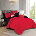 thumbnail image 1 of 9-Piece Red & Black Floral Embroidery Comforter Set, Luxury Bedding with Sheets and Decor Pillows, Cal King, 1 of 6