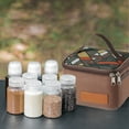 thumbnail image 1 of 9-Piece Reusable Spice Storage Set with 6 Bottles & 3 Containers, Portable Travel Organizer for Seasonings, Camping & Makeup, Includes Funnels & Labels, Durable Lightweight Cloth Bag, 1 of 7