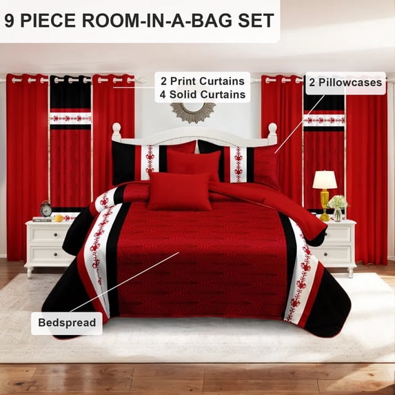 9 Piece Room-in-a-Bag Bedding Set, Complete Bedroom Bundle with ...