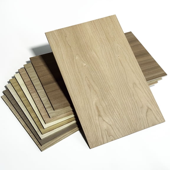 9 Piece Sample Pack of Wood, 6mm 1/4inch, 12”x19” Premium Grade A1, Two Side, MDF Core, Laser Ready, Unfinished | Walnut, Cherry, Maple, Red Oak, White Oak, Knotty Pine, Sapele, Mahogany and Bamboo
